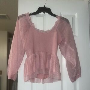 Elegant Pink Ruffle Blouse